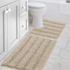 imageHVERSAILTEX Navy Blue Bathroom Rugs 2 Piece Bath Mat Set SlipResistant Extra Absorbent Soft and Fluffy Striped Chenille Bath Rugs Floor Mats Dry Fast Machine Washable 20quot x 32quot17quot x 24quotFog