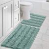 imageHVERSAILTEX Navy Blue Bathroom Rugs 2 Piece Bath Mat Set SlipResistant Extra Absorbent Soft and Fluffy Striped Chenille Bath Rugs Floor Mats Dry Fast Machine Washable 20quot x 32quot17quot x 24quotEggshell Blue