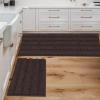 imageHVERSAILTEX Navy Blue Bathroom Rugs 2 Piece Bath Mat Set SlipResistant Extra Absorbent Soft and Fluffy Striped Chenille Bath Rugs Floor Mats Dry Fast Machine Washable 20quot x 32quot17quot x 24quotChocolate