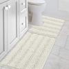 imageHVERSAILTEX Navy Blue Bathroom Rugs 2 Piece Bath Mat Set SlipResistant Extra Absorbent Soft and Fluffy Striped Chenille Bath Rugs Floor Mats Dry Fast Machine Washable 20quot x 32quot17quot x 24quotCream