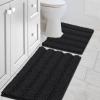imageHVERSAILTEX Navy Blue Bathroom Rugs 2 Piece Bath Mat Set SlipResistant Extra Absorbent Soft and Fluffy Striped Chenille Bath Rugs Floor Mats Dry Fast Machine Washable 20quot x 32quot17quot x 24quotBlack