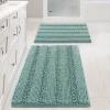 imageHVERSAILTEX Navy Blue Bathroom Rugs 2 Piece Bath Mat Set SlipResistant Extra Absorbent Soft and Fluffy Striped Chenille Bath Rugs Floor Mats Dry Fast Machine Washable 20quot x 32quot17quot x 24quotEggshell Blue