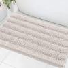 imageHVERSAILTEX Navy Blue Bathroom Rugs 2 Piece Bath Mat Set SlipResistant Extra Absorbent Soft and Fluffy Striped Chenille Bath Rugs Floor Mats Dry Fast Machine Washable 20quot x 32quot17quot x 24quotIvory