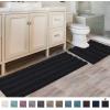 imageHVERSAILTEX Navy Blue Bathroom Rugs 2 Piece Bath Mat Set SlipResistant Extra Absorbent Soft and Fluffy Striped Chenille Bath Rugs Floor Mats Dry Fast Machine Washable 20quot x 32quot17quot x 24quotBlack