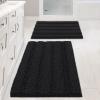imageHVERSAILTEX Navy Blue Bathroom Rugs 2 Piece Bath Mat Set SlipResistant Extra Absorbent Soft and Fluffy Striped Chenille Bath Rugs Floor Mats Dry Fast Machine Washable 20quot x 32quot17quot x 24quotBlack