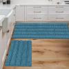 imageHVERSAILTEX Navy Blue Bathroom Rugs 2 Piece Bath Mat Set SlipResistant Extra Absorbent Soft and Fluffy Striped Chenille Bath Rugs Floor Mats Dry Fast Machine Washable 20quot x 32quot17quot x 24quotTurquoise Blue