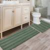 imageHVERSAILTEX Navy Blue Bathroom Rugs 2 Piece Bath Mat Set SlipResistant Extra Absorbent Soft and Fluffy Striped Chenille Bath Rugs Floor Mats Dry Fast Machine Washable 20quot x 32quot17quot x 24quotGreen Bay