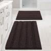 imageHVERSAILTEX Navy Blue Bathroom Rugs 2 Piece Bath Mat Set SlipResistant Extra Absorbent Soft and Fluffy Striped Chenille Bath Rugs Floor Mats Dry Fast Machine Washable 20quot x 32quot17quot x 24quotChocolate