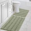 imageHVERSAILTEX Navy Blue Bathroom Rugs 2 Piece Bath Mat Set SlipResistant Extra Absorbent Soft and Fluffy Striped Chenille Bath Rugs Floor Mats Dry Fast Machine Washable 20quot x 32quot17quot x 24quotEucalyptus Green