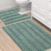 imageHVERSAILTEX Navy Blue Bathroom Rugs 2 Piece Bath Mat Set SlipResistant Extra Absorbent Soft and Fluffy Striped Chenille Bath Rugs Floor Mats Dry Fast Machine Washable 20quot x 32quot17quot x 24quotEggshell Blue