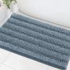 imageHVERSAILTEX Navy Blue Bathroom Rugs 2 Piece Bath Mat Set SlipResistant Extra Absorbent Soft and Fluffy Striped Chenille Bath Rugs Floor Mats Dry Fast Machine Washable 20quot x 32quot17quot x 24quotStone Blue
