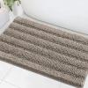 imageHVERSAILTEX Navy Blue Bathroom Rugs 2 Piece Bath Mat Set SlipResistant Extra Absorbent Soft and Fluffy Striped Chenille Bath Rugs Floor Mats Dry Fast Machine Washable 20quot x 32quot17quot x 24quotTaupe