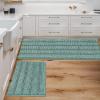 imageHVERSAILTEX Navy Blue Bathroom Rugs 2 Piece Bath Mat Set SlipResistant Extra Absorbent Soft and Fluffy Striped Chenille Bath Rugs Floor Mats Dry Fast Machine Washable 20quot x 32quot17quot x 24quotEggshell Blue