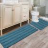 imageHVERSAILTEX Navy Blue Bathroom Rugs 2 Piece Bath Mat Set SlipResistant Extra Absorbent Soft and Fluffy Striped Chenille Bath Rugs Floor Mats Dry Fast Machine Washable 20quot x 32quot17quot x 24quotTurquoise Blue