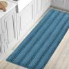 imageHVERSAILTEX Navy Blue Bathroom Rugs 2 Piece Bath Mat Set SlipResistant Extra Absorbent Soft and Fluffy Striped Chenille Bath Rugs Floor Mats Dry Fast Machine Washable 20quot x 32quot17quot x 24quotTurquoise Blue