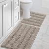imageHVERSAILTEX Navy Blue Bathroom Rugs 2 Piece Bath Mat Set SlipResistant Extra Absorbent Soft and Fluffy Striped Chenille Bath Rugs Floor Mats Dry Fast Machine Washable 20quot x 32quot17quot x 24quotTaupe