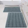 imageHVERSAILTEX Navy Blue Bathroom Rugs 2 Piece Bath Mat Set SlipResistant Extra Absorbent Soft and Fluffy Striped Chenille Bath Rugs Floor Mats Dry Fast Machine Washable 20quot x 32quot17quot x 24quotStone Blue