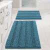 imageHVERSAILTEX Navy Blue Bathroom Rugs 2 Piece Bath Mat Set SlipResistant Extra Absorbent Soft and Fluffy Striped Chenille Bath Rugs Floor Mats Dry Fast Machine Washable 20quot x 32quot17quot x 24quotTurquoise Blue