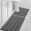 imageHVERSAILTEX Navy Blue Bathroom Rugs 2 Piece Bath Mat Set SlipResistant Extra Absorbent Soft and Fluffy Striped Chenille Bath Rugs Floor Mats Dry Fast Machine Washable 20quot x 32quot17quot x 24quotGrey