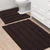 imageHVERSAILTEX Navy Blue Bathroom Rugs 2 Piece Bath Mat Set SlipResistant Extra Absorbent Soft and Fluffy Striped Chenille Bath Rugs Floor Mats Dry Fast Machine Washable 20quot x 32quot17quot x 24quotChocolate