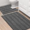 imageHVERSAILTEX Navy Blue Bathroom Rugs 2 Piece Bath Mat Set SlipResistant Extra Absorbent Soft and Fluffy Striped Chenille Bath Rugs Floor Mats Dry Fast Machine Washable 20quot x 32quot17quot x 24quotGrey