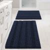 imageHVERSAILTEX Navy Blue Bathroom Rugs 2 Piece Bath Mat Set SlipResistant Extra Absorbent Soft and Fluffy Striped Chenille Bath Rugs Floor Mats Dry Fast Machine Washable 20quot x 32quot17quot x 24quotNavy