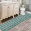 imageHVERSAILTEX Navy Blue Bathroom Rugs 2 Piece Bath Mat Set SlipResistant Extra Absorbent Soft and Fluffy Striped Chenille Bath Rugs Floor Mats Dry Fast Machine Washable 20quot x 32quot17quot x 24quotEggshell Blue