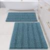 imageHVERSAILTEX Navy Blue Bathroom Rugs 2 Piece Bath Mat Set SlipResistant Extra Absorbent Soft and Fluffy Striped Chenille Bath Rugs Floor Mats Dry Fast Machine Washable 20quot x 32quot17quot x 24quotTurquoise Blue
