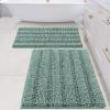 imageHVERSAILTEX Navy Blue Bathroom Rugs 2 Piece Bath Mat Set SlipResistant Extra Absorbent Soft and Fluffy Striped Chenille Bath Rugs Floor Mats Dry Fast Machine Washable 20quot x 32quot17quot x 24quotEggshell Blue