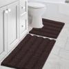 imageHVERSAILTEX Navy Blue Bathroom Rugs 2 Piece Bath Mat Set SlipResistant Extra Absorbent Soft and Fluffy Striped Chenille Bath Rugs Floor Mats Dry Fast Machine Washable 20quot x 32quot17quot x 24quotChocolate