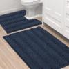 imageHVERSAILTEX Navy Blue Bathroom Rugs 2 Piece Bath Mat Set SlipResistant Extra Absorbent Soft and Fluffy Striped Chenille Bath Rugs Floor Mats Dry Fast Machine Washable 20quot x 32quot17quot x 24quotNavy