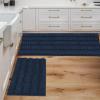 imageHVERSAILTEX Navy Blue Bathroom Rugs 2 Piece Bath Mat Set SlipResistant Extra Absorbent Soft and Fluffy Striped Chenille Bath Rugs Floor Mats Dry Fast Machine Washable 20quot x 32quot17quot x 24quotNavy
