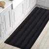 imageHVERSAILTEX Navy Blue Bathroom Rugs 2 Piece Bath Mat Set SlipResistant Extra Absorbent Soft and Fluffy Striped Chenille Bath Rugs Floor Mats Dry Fast Machine Washable 20quot x 32quot17quot x 24quotBlack