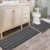 imageHVERSAILTEX Navy Blue Bathroom Rugs 2 Piece Bath Mat Set SlipResistant Extra Absorbent Soft and Fluffy Striped Chenille Bath Rugs Floor Mats Dry Fast Machine Washable 20quot x 32quot17quot x 24quotGrey