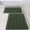imageHVERSAILTEX Navy Blue Bathroom Rugs 2 Piece Bath Mat Set SlipResistant Extra Absorbent Soft and Fluffy Striped Chenille Bath Rugs Floor Mats Dry Fast Machine Washable 20quot x 32quot17quot x 24quotBronze Green