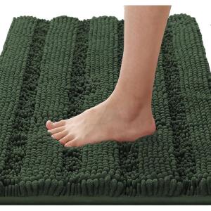 imageHVERSAILTEX Navy Blue Bathroom Rugs 2 Piece Bath Mat Set SlipResistant Extra Absorbent Soft and Fluffy Striped Chenille Bath Rugs Floor Mats Dry Fast Machine Washable 20quot x 32quot17quot x 24quotBronze Green