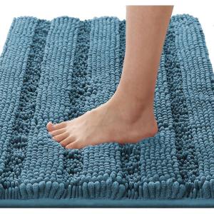 imageHVERSAILTEX Navy Blue Bathroom Rugs 2 Piece Bath Mat Set SlipResistant Extra Absorbent Soft and Fluffy Striped Chenille Bath Rugs Floor Mats Dry Fast Machine Washable 20quot x 32quot17quot x 24quotTurquoise Blue