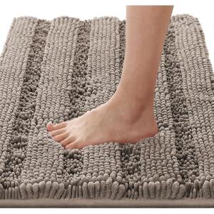 imageHVERSAILTEX Navy Blue Bathroom Rugs 2 Piece Bath Mat Set SlipResistant Extra Absorbent Soft and Fluffy Striped Chenille Bath Rugs Floor Mats Dry Fast Machine Washable 20quot x 32quot17quot x 24quotTaupe