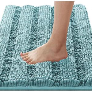 imageHVERSAILTEX Navy Blue Bathroom Rugs 2 Piece Bath Mat Set SlipResistant Extra Absorbent Soft and Fluffy Striped Chenille Bath Rugs Floor Mats Dry Fast Machine Washable 20quot x 32quot17quot x 24quotAqua Haze