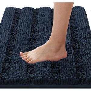 imageHVERSAILTEX Navy Blue Bathroom Rugs 2 Piece Bath Mat Set SlipResistant Extra Absorbent Soft and Fluffy Striped Chenille Bath Rugs Floor Mats Dry Fast Machine Washable 20quot x 32quot17quot x 24quotNavy