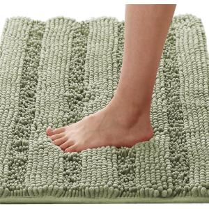 imageHVERSAILTEX Navy Blue Bathroom Rugs 2 Piece Bath Mat Set SlipResistant Extra Absorbent Soft and Fluffy Striped Chenille Bath Rugs Floor Mats Dry Fast Machine Washable 20quot x 32quot17quot x 24quotEucalyptus Green