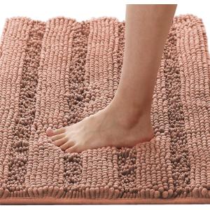 imageHVERSAILTEX Navy Blue Bathroom Rugs 2 Piece Bath Mat Set SlipResistant Extra Absorbent Soft and Fluffy Striped Chenille Bath Rugs Floor Mats Dry Fast Machine Washable 20quot x 32quot17quot x 24quotMuted Clay