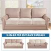 image:imageHVERSAILTEX Velvet Stretch Couch Cushion Cover Plush Cushion Slipcover for Chair Loveseat Sofa Cushion Furniture Protector Seat Cushion Sofa Cover 3 Piece XL Sofa Cushion Covers TaupeIvory