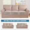 image:imageHVERSAILTEX Velvet Stretch Couch Cushion Cover Plush Cushion Slipcover for Chair Loveseat Sofa Cushion Furniture Protector Seat Cushion Sofa Cover 3 Piece XL Sofa Cushion Covers TaupeOatmeal