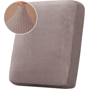 image:imageHVERSAILTEX Velvet Stretch Couch Cushion Cover Plush Cushion Slipcover for Chair Loveseat Sofa Cushion Furniture Protector Seat Cushion Sofa Cover 3 Piece XL Sofa Cushion Covers TaupeStriped Taupe