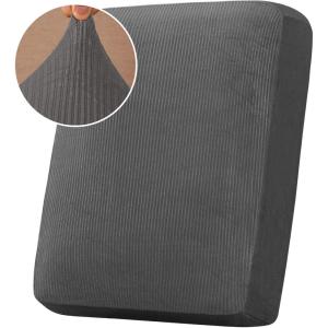 image:imageHVERSAILTEX Velvet Stretch Couch Cushion Cover Plush Cushion Slipcover for Chair Loveseat Sofa Cushion Furniture Protector Seat Cushion Sofa Cover 3 Piece XL Sofa Cushion Covers TaupeStriped Grey