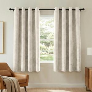 image:imageHVERSAILTEX Velvet 100 Blackout Curtains for Living Room Full Light Blocking Curtains Thermal Insulated Room Window Drapes Soft Luxury Curtains Grommet Top 2 Panels 55 W x 84 L Glacier GraySand