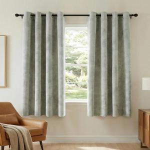 image:imageHVERSAILTEX Velvet 100 Blackout Curtains for Living Room Full Light Blocking Curtains Thermal Insulated Room Window Drapes Soft Luxury Curtains Grommet Top 2 Panels 55 W x 84 L Glacier GraySage