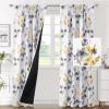 image:imageHVERSAILTEX 100 Blackout Curtains for Bedroom Cattleya Floral Printed Drapes 63 Inches Long Leah Floral Pattern Full Light Blocking Drapes with Black Liner Rod Pocket 2 Panels GreyBlueGreyYellow