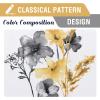 image:imageHVERSAILTEX 100 Blackout Curtains for Bedroom Cattleya Floral Printed Drapes 63 Inches Long Leah Floral Pattern Full Light Blocking Drapes with Black Liner Rod Pocket 2 Panels GreyBlueGreyYellow